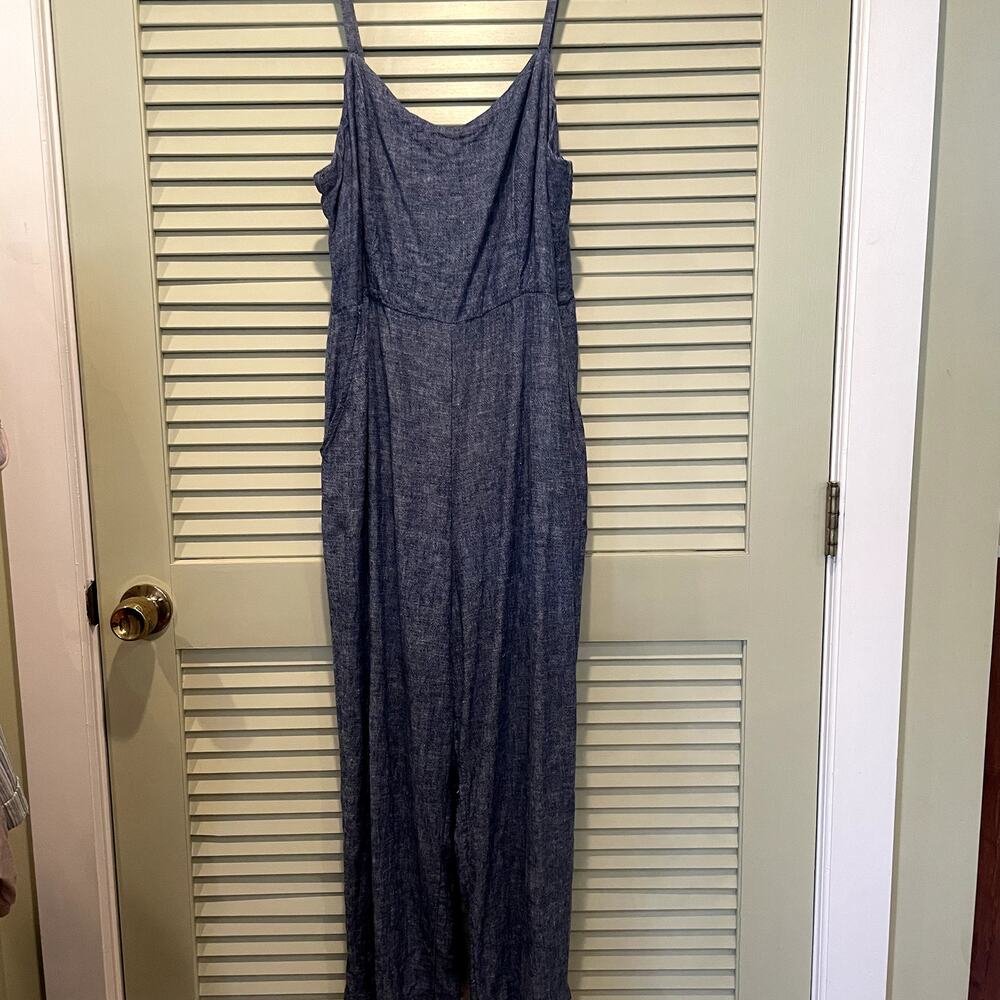 Old Navy Linen blend Jumpsuit Adj Straps Pockets Size Large